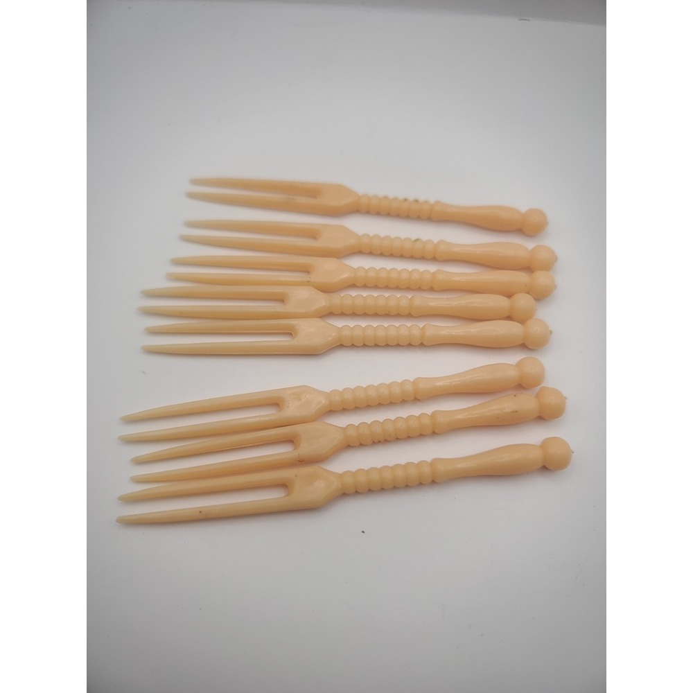 Vtg MCM 8 Piece Plastic Bakelite Cocktail Forks Hors D' Oeuvres Picks